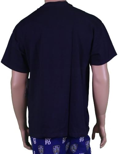 NYPD Short Sleeve Front Yellow Print T-Shirt Navy