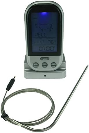 Wireless Digital Meat Thermometer with Stainless Steel Temperature Probe for Oven, Smoker, Grill and BBQ Cooker