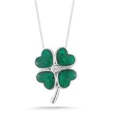 41EjojnwJvL. SL160  10k White Gold Dark Green Enamel Four Leaf Clover with Diamond Pendant (0.02 cttw I J Color, I2 I3 Clarity), 18