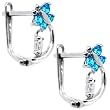 14K White Gold Blue Zircon Cubic Zirconia Dragonfly Earrings