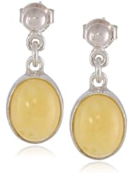 Sterling Silver Butterscotch Amber Oval Earrings
