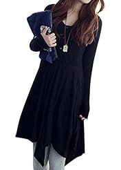 Cotton Fall Winter High-Low-Hem  Shirt  Dress