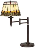 Mission Tiffany Style Bronze Swing Arm Desk Lamp