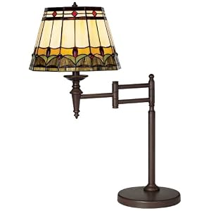 Mission Tiffany Style Bronze Swing Arm Desk Lamp by Universal Lighting and Decor
