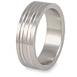 Grooved Brushed and Polished Titanium Ring (7.0mm) - Sizes 8 - 13