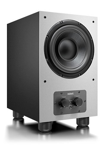 Nubert nuBox AW-441 Aktiv Subwoofer Schwarz, Front Silber