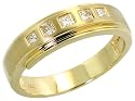 14k Gold Matte Center Men's Diamond Band, w/ 0.28 Carat Invisible Set Diamonds, 1/4" (6mm) wide