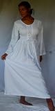 WHITE DRESS SMOCKED MAXI HIPPIE BELL SLEEVE - M L 1X 2X - Q641S