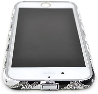 Iphone 6 Case, Fashion Combined Design Crystals Diamond Crystal Rhinestone Bling Metal Frame Bumper Case Cover and Faceplate Crystals Diamond Sparkle Jeweled Design Case for Iphone 6 (Black White 4.7)