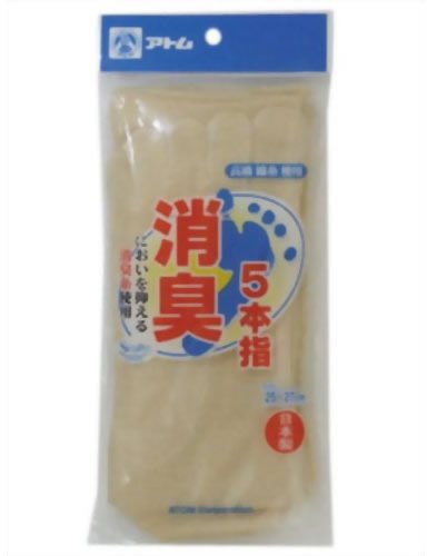 消臭 5本指ソックス 生成(きなり) かかと付き 25-27cm 1足