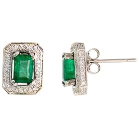 Buy 14k White Gold Stud Stone Earrings, w  0.34 Carat Brilliant Cut Diamonds and 1.20 Carats 7x4mm... by Gabriella Gold