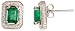 14k White Gold Stud Stone Earrings, w/ 0.34 Carat Brilliant Cut Diamonds & 1.20 Carats 7x4mm Emerald Cut Emerald Stone, 7/16\
