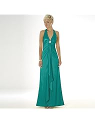 Charmeuse/Rayon/Satin Slit  Halter Evening Dress  With Rhinestones