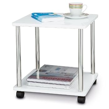 Table d'appoint Inox MDF blanc 40 x 40 x 40 cm