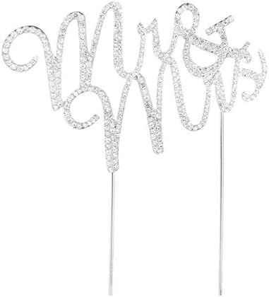 PrimaryKeyUS Chraming Practical1pc Vogue Mr &amp; Mrs Wedding Cake Topper Witness Your Happy Silver Delicated
