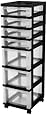 IRIS 7-Drawer Storage Rolling Cart with Organizer Top, Black