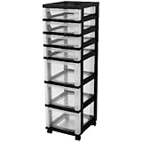 IRIS 7-Drawer Storage Rolling Cart with Organizer Top, Black