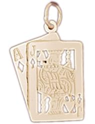 Dazzlers Solid 14k Gold Ace Jack Charm Pendant Available in three colors from jewelsberry (weights: 1.7 grams only)