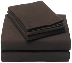 Pinzon Signature 190-Gram Cotton Velvet Flannel Queen Sheet Set, Italian Roast