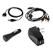USB Data Cable + USB Car + USB Home Travel Charger + 4.5 Feet Av ( Audio Video ) RCA Cable for Sandisk Sansa View