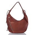 XL leather hobo bag cognac brown from black soft smooth leather