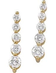 Pair of 14K Yellow Gold Diamond Journey Earrings - 2.15 Ct. -- LIFETIME WARRANTY