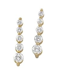 Pair of 18K Yellow Gold Diamond Journey Earrings - 2.15 Ct. -- LIFETIME WARRANTY