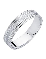 14k White Gold Satin Milgrain Wedding Ring Ring for Men & Women - Size 9 by 
