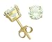Gold Overlay Sterling Silver 8mm Round Green Amethyst Earrings