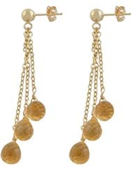 14 Karat Yellow Gold Triple Briolette Citrine Dangle Earrings