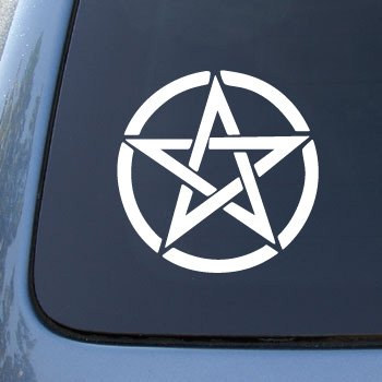 Pentagram - Wiccan Pagan Occult Satan - Car, Truck, Notebook, Vinyl Decal Sticker #2596 | Vinyl Color: White