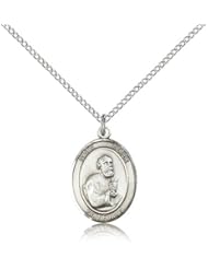 Free Engraving Included Medal- Sterling Silver St. Saint Peter the Apostle Pendant 3/4" 8090SS--w/18" Chain & Box Patron Saint of Butchers/Fisherman