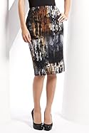  Cotton Rich Knee Length Graphic Stripe Pencil Skirt
