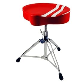 Bigdog Custom Saddle Drum Throne Retro Design - Red / White Stripe