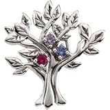 14K Yellow or White Gold Tree-Shaped Mother's Brooch - 3 Stone