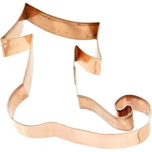 Click here to buy Old River Road Elf's Stocking Shape Cookie Cutter, Copper.