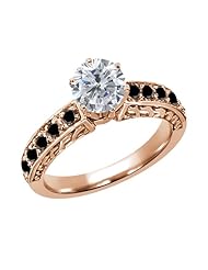 1.30 Ct Round H/I and Black Diamond 14K Rose Gold Ring