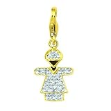 14K 0.92 grams Yellow Gold Diamond 0.08CT Girl Charm