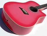 New Pro Quality Hot Pink Burst Cutaway Acoustic Guitar