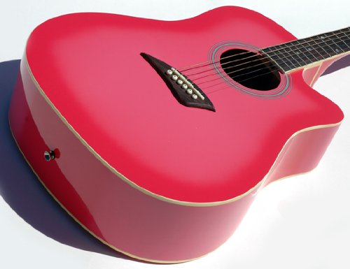 NEW PRO QUALITY HOT PINK BURST CUTAWAY ACOUSTIC GUITAR