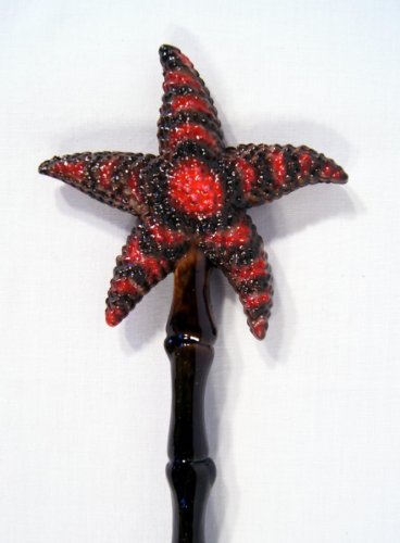 Hand Painted Backscratcher Dark Red Starfish 