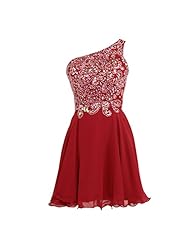 Lace Beaded One Shoulder Sleeveless Knee Length Chiffon 2015 Evening Dress/Homecoming Dress/Prom Dress/Wedding Party Dress 