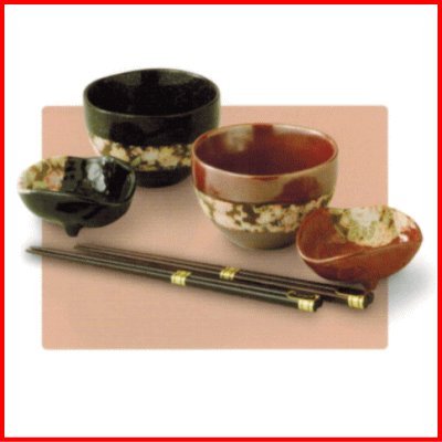 加賀友禅 組小丼 箸２膳付き<br>【美濃焼】小丼：10.5x10.5xH7cm<br>小鉢：8.5x8.5xH4cm<br>