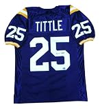 Y.A. Tittle Signed LSU Tigers Purple Jersey - Autographed College Jerseys