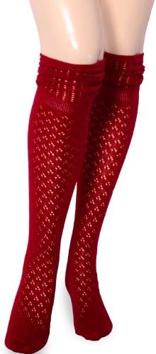 TeeHee Soft Top Texture Over the Knee High, One Size, Ruby