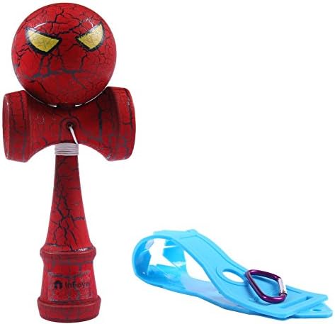 InFaye Kendama Black Red Full Crackle Yellow Eye With Extra String