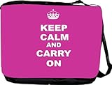 RikkiKnight® Keep Calm and Carry On - Pink Rose Messenger Bag - Book Bag ***with matching coin purse wallet*** -School Bag - Reporter Bag - Unisex - Ideal Gift for all occassions!