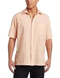 Izod Men's Short Sleeve Plaid Chambray Woven Shirt, Light Melon, Large