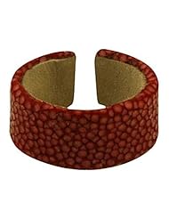 Fire Red Finger Ring Width: 11 mm Diameter: 19 - Genuine Stingray Skin Leather