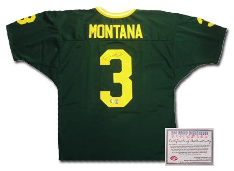 Joe Montana Autographed Authentic Style Notre Dame Green Jersey